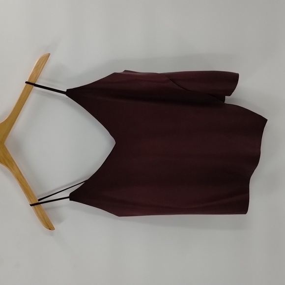 DO + BE deep burgundy faux leather asymmetrical tank stretch back size small - Picture 1 of 8
